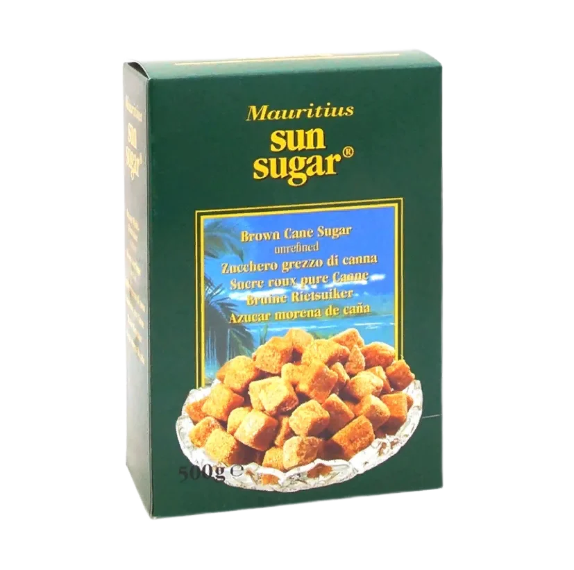 Сахар тростниковый "Sun sugar" коричневый кусковой 500гр Маврикий